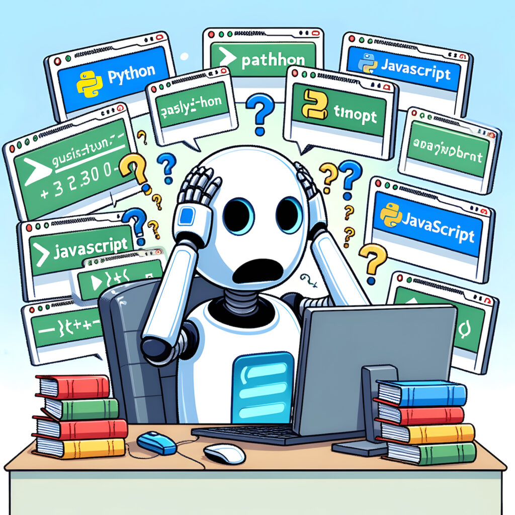 A robot sitting at a computer holding its hands to its head with many open tabs to do and an overwhelmed expression