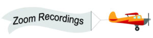 sign with text Zoom Recordings being towed by airplane